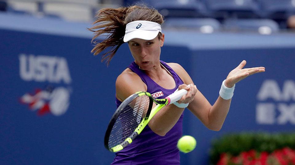 Johanna Konta disingkirkan Anastasija Sevastova dengan skor 4-6, 5-7. - INDOSPORT